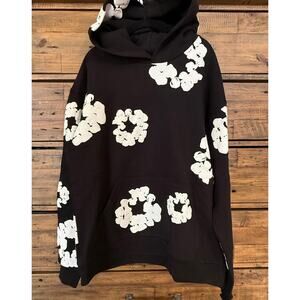 Denim Tears Hoodie Mens Sz Medium Black Cotton Wreath Streetwear 100% AUTHENTIC